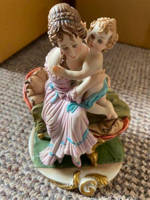 Preview of the first image of Vintage CapoDiMonte Mother and baby figure signed.