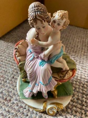 Image 1 of Vintage CapoDiMonte Mother and baby figure signed
