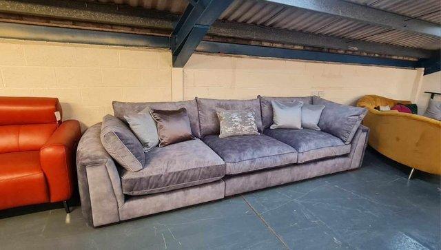 Image 5 of Emperor in Lucerne Silver mix fabric large 4 seater sofa