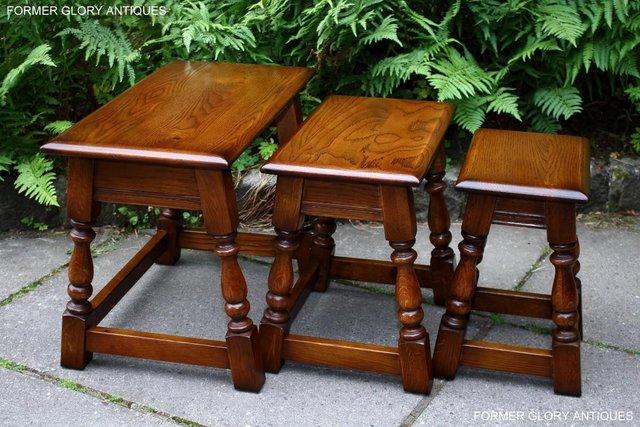 Image 28 of AN OLD CHARM LIGHT OAK NEST OF TABLES COFFEE TEA TABLE SET