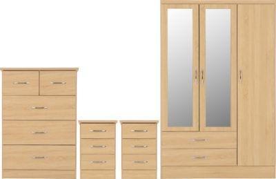 Preview of the first image of NEVADA 3 DOOR 2 DRAWER MIRRORED WARDROBE BEDROOM SET.