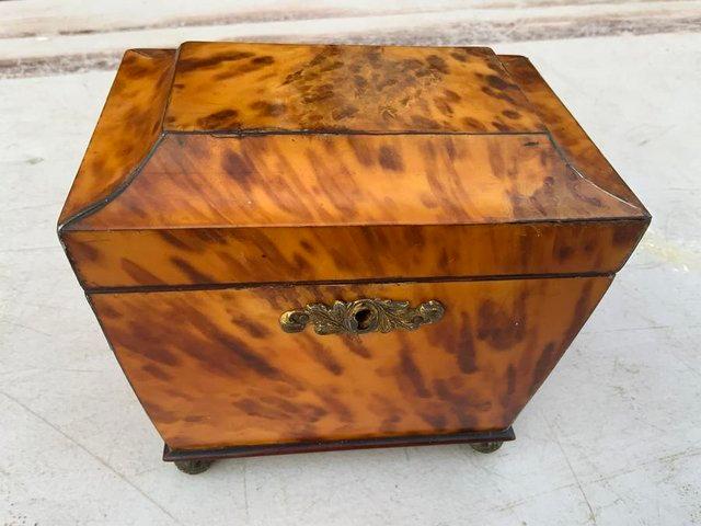 Preview of the first image of Tortoise shell tea caddy Georgian.