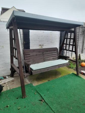 Image 1 of Solid wood Garden swing bench
