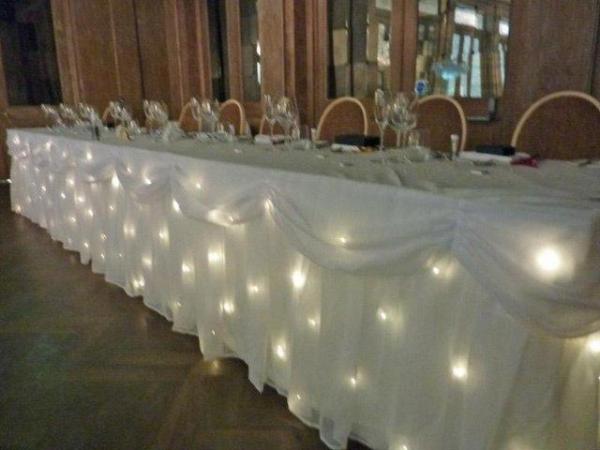 Image 1 of Starlight Backdrop and table swags for weddings and events.