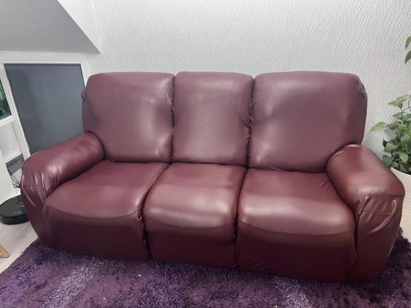 Image 1 of 3 seater brown electric recliner for sale