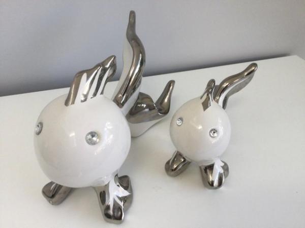 Image 2 of White and silver Fish ornaments
