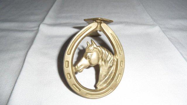 Image 2 of Brass Horse Inset In Horseshoe Door Knocker