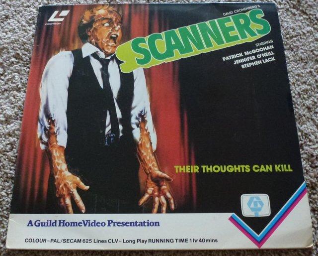 Preview of the first image of Scanners, Laserdisc (1981), released 1983.