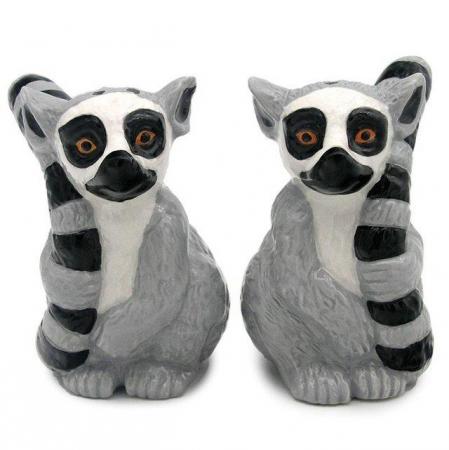 Image 1 of Novelty Ceramic Salt and Pepper - Lemur. Free uk Postage