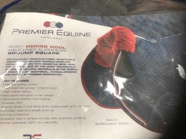 Preview of the first image of Premier Equine Black PONY Merino Wool GP/Jump Square.