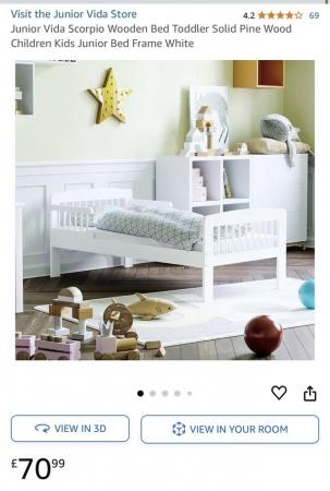 Image 3 of Wooden bed with mattress for toddler from Amazon