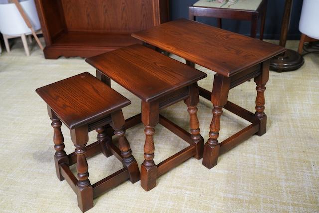Image 8 of Vintage Old Charm Nested Tables Solid Oak Early 21st Century