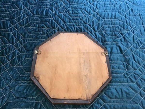 Image 4 of Antique Oak Framed Octagonal Mirror