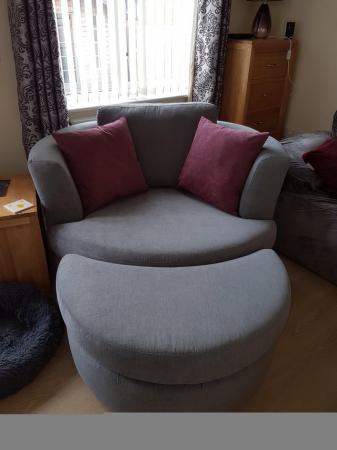 Image 2 of Arm Chair & Foot Stool (swivel chair)