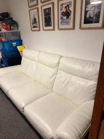 Image 1 of 3 seat leather sofa in white and black