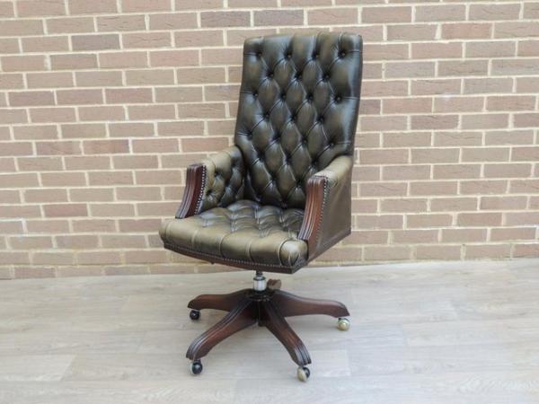 Image 2 of Vintage Directors Chesterfield High Back Chair (UK Delivery)