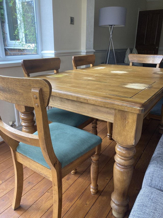 Preview of the first image of Solid oak dining table seats 6.