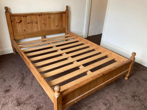 Image 3 of Pine double bed, second-hand, mattress available