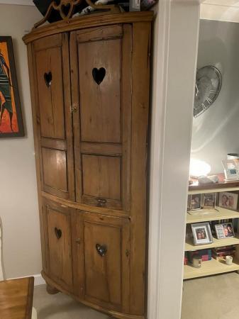 Image 1 of Solid wood corner cupboard with storage cupboards