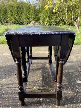 Image 1 of Vintage Antique Dark Brown Gate Leg Table & 3 Chairs