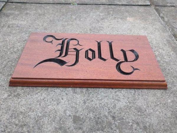 Image 2 of WOOD CARVED NAME PLAQUE FOR HORSE HOLLY