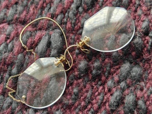 Image 3 of Antique Yellow Metal Pince-Nez Glasses