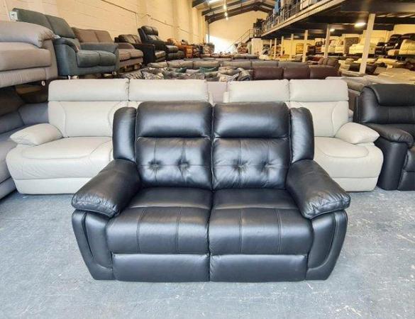 Image 8 of La-z-boy Phoenix black leather 2 seater sofa