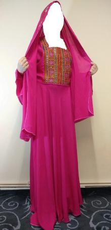 Image 2 of Pink Cotton Long Maxi Party Dress with shawl