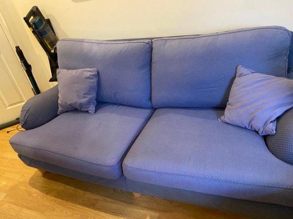 Image 2 of Blue 2 seater Multiyork sofa and cushions