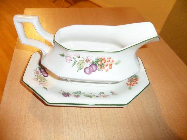 Preview of the first image of Johnson Bros fresh fruits gravy boat set.