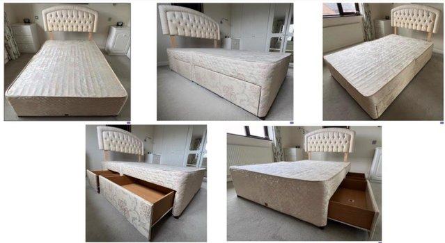 Preview of the first image of Double Divan Bed Base (Slumberland) On Casters with Drawers.