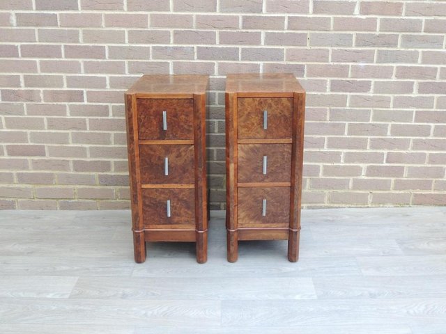 Preview of the first image of Pair of Antique Walnut Bedside Tables (UK Delivery).
