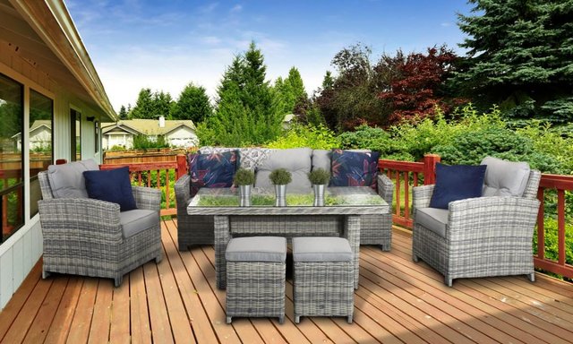 Image 3 of Amy 7 Seater Rattan Sofa Dining Set in Grey