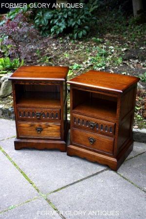 Image 32 of A PAIR OF OLD CHARM LIGHT OAK BEDSIDE CABINETS LAMP TABLES