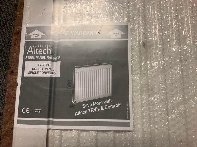 Preview of the first image of brand new double radiator still in packaging.