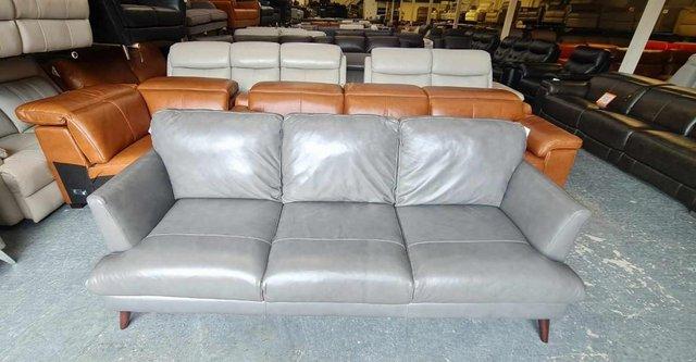 Image 5 of Ex-display Angelo grey leather 3 seater sofa
