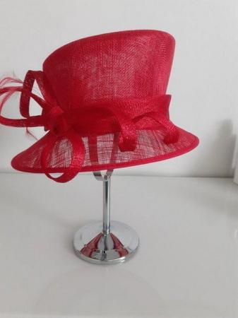 Image 5 of IMMACULATE BEAUTIFUL RED HAT, WEDDING / RACES worn once.
