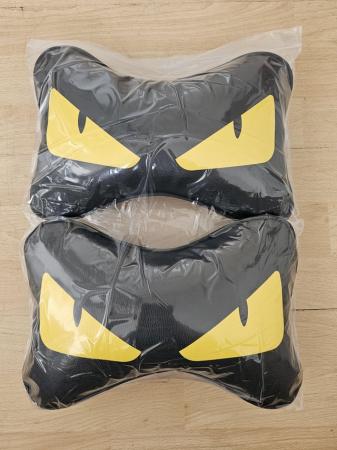 Image 1 of Yellow Car Headrest Fendi Neck Pillow Pair Designer Leather