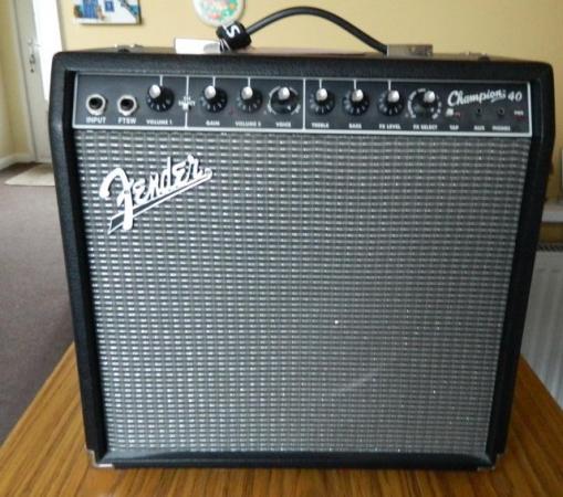 Image 3 of Fender Squire guitar with carrying case and amplifier
