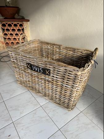 Image 3 of Large Rectangular Trunk Wicker Basket on casters