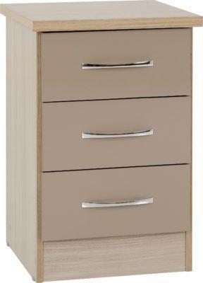 Preview of the first image of Nevada 3 drawer bedside in oyster gloss/light oak.