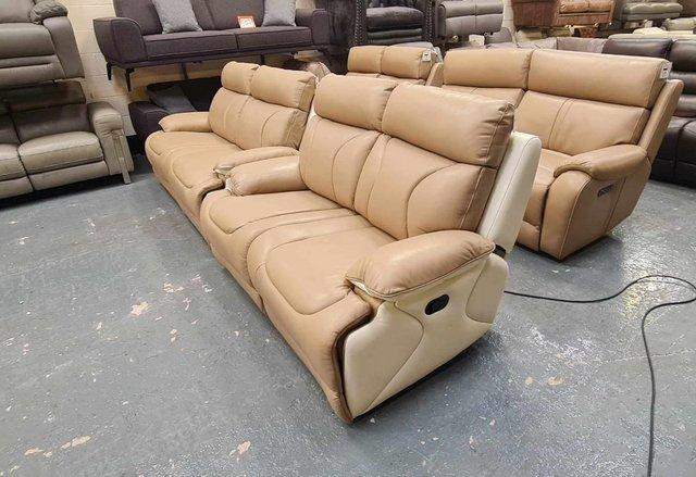Image 13 of La-z-boy Raleigh cream leather 3+2 seater sofas