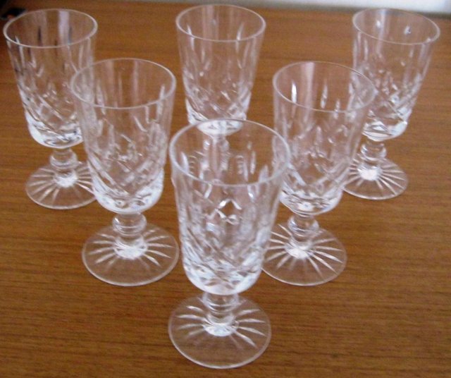 Preview of the first image of 6 Vintage Crystal Sherry Glasses.