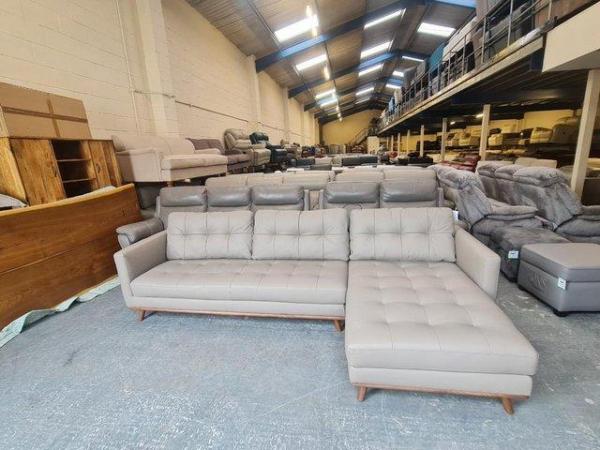 Image 4 of Dwell Albi grey leather chaise corner sofa
