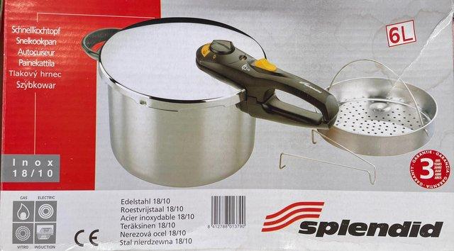 Preview of the first image of BRAND NEW - SPLENDID 6L PRESSURE COOKER - INOX 18/10 STAINLE.