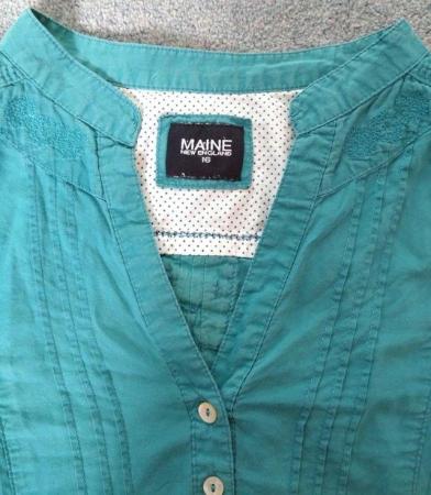 Image 3 of Maine New England turquoise cotton blouse- UK size 16