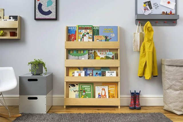 Image 1 of Children's wooden Tidy Books Kids Wall Bookshelf – Natural