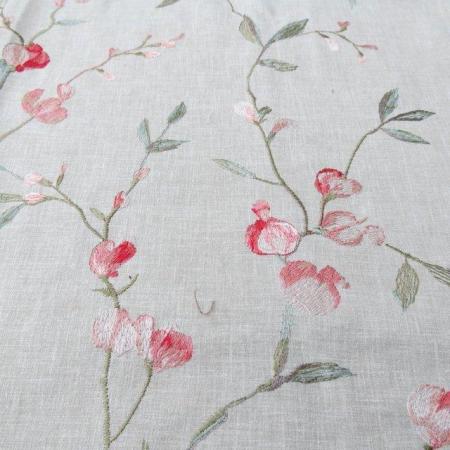 Image 1 of Fabric remnant beige background with embroidered design
