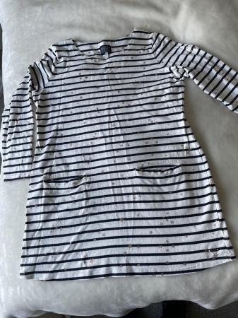 Image 2 of Joules white and navy striped tunic/dress sz16