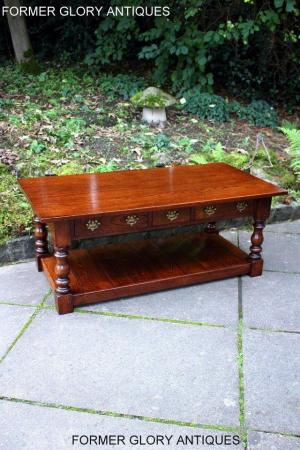 Image 107 of TAYLOR & Co STRESSED OAK THREE DRAWER POTBOARD COFFEE TABLE